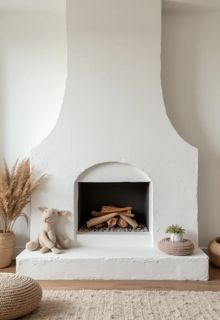 25+ Chimney Wall Ideas That Elevate Your Fireplace Design - 5. Whitewash for a Bright, Airy Feel