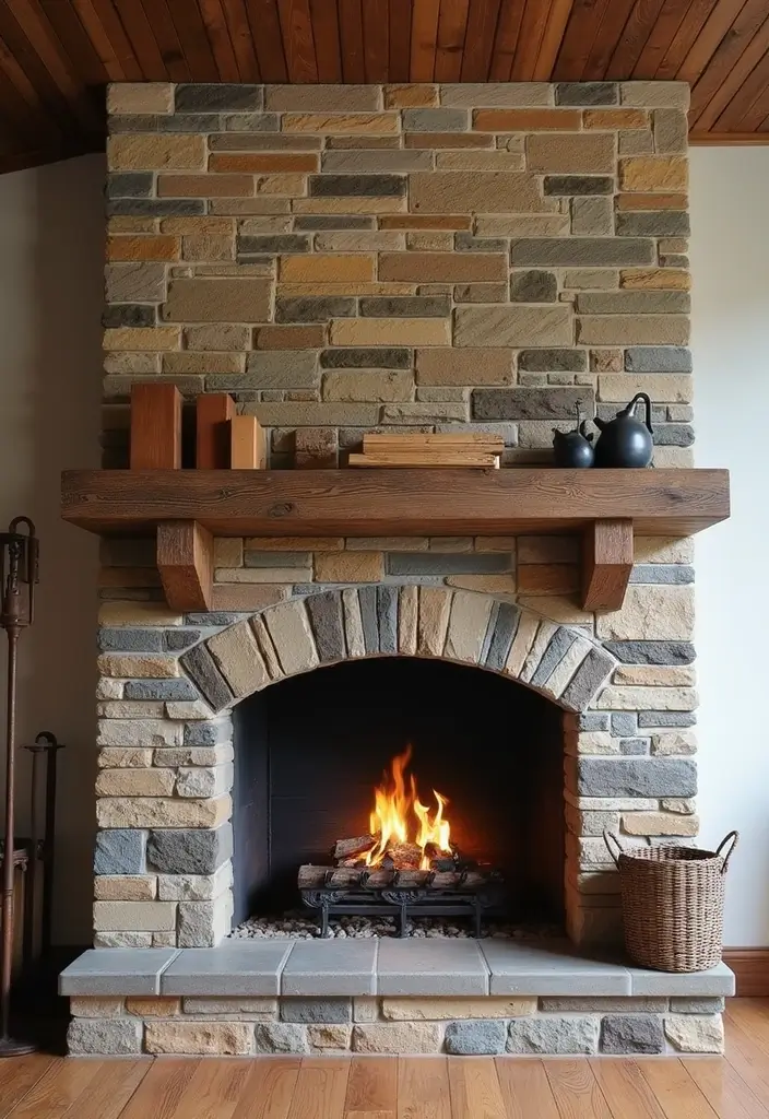 25+ Chimney Wall Ideas That Elevate Your Fireplace Design - 7. Mix-and-Match Materials