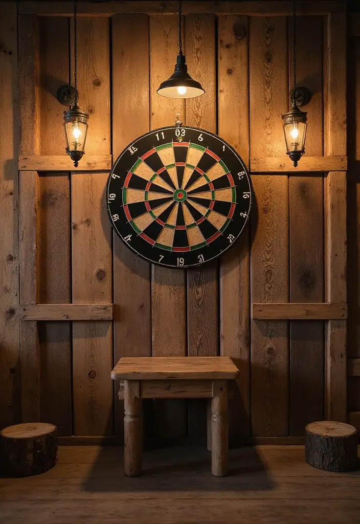 25+ Dart Board Wall Ideas That Protect and Look Cool 1 25+ Dart Board Wall Ideas That Protect and Look Cool - 1. Rustic Wooden Backdrop