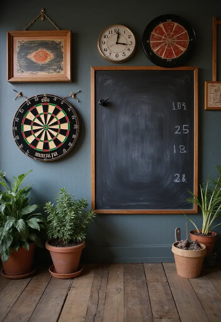 25+ Dart Board Wall Ideas That Protect and Look Cool 72 25+ Dart Board Wall Ideas That Protect and Look Cool - 11. Chalkboard Scoreboard Wall