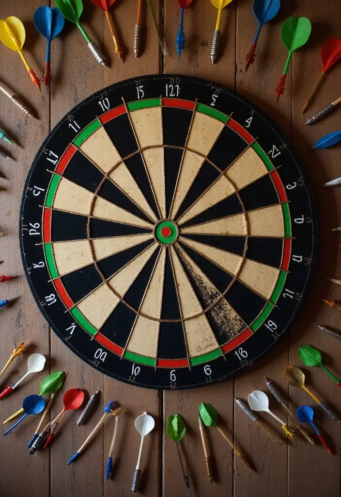 25+ Dart Board Wall Ideas That Protect and Look Cool 79 25+ Dart Board Wall Ideas That Protect and Look Cool - 12. Use of Vintage Darts Display