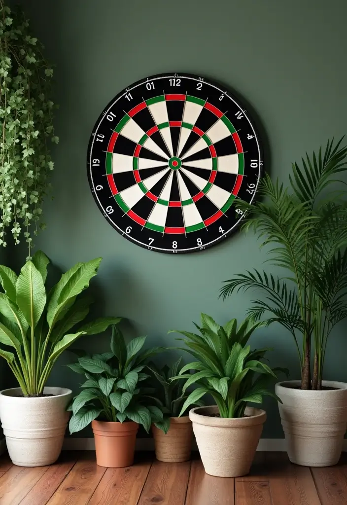 25+ Dart Board Wall Ideas That Protect and Look Cool 129 25+ Dart Board Wall Ideas That Protect and Look Cool - 20. Incorporate Nature
