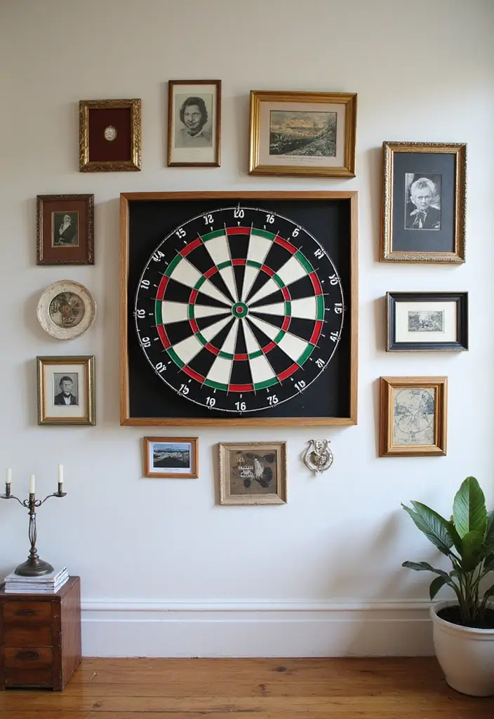 25+ Dart Board Wall Ideas That Protect and Look Cool 15 25+ Dart Board Wall Ideas That Protect and Look Cool - 3. Dartboard as Wall Art