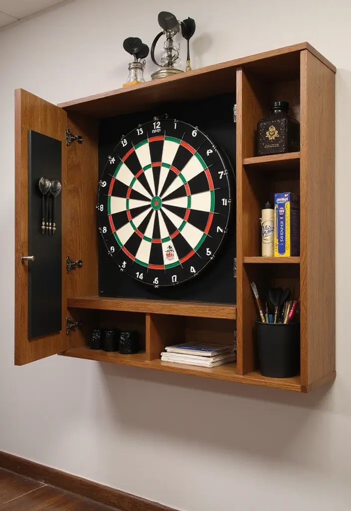 25+ Dart Board Wall Ideas That Protect and Look Cool 30 25+ Dart Board Wall Ideas That Protect and Look Cool - 5. Wall-Mounted Cabinets