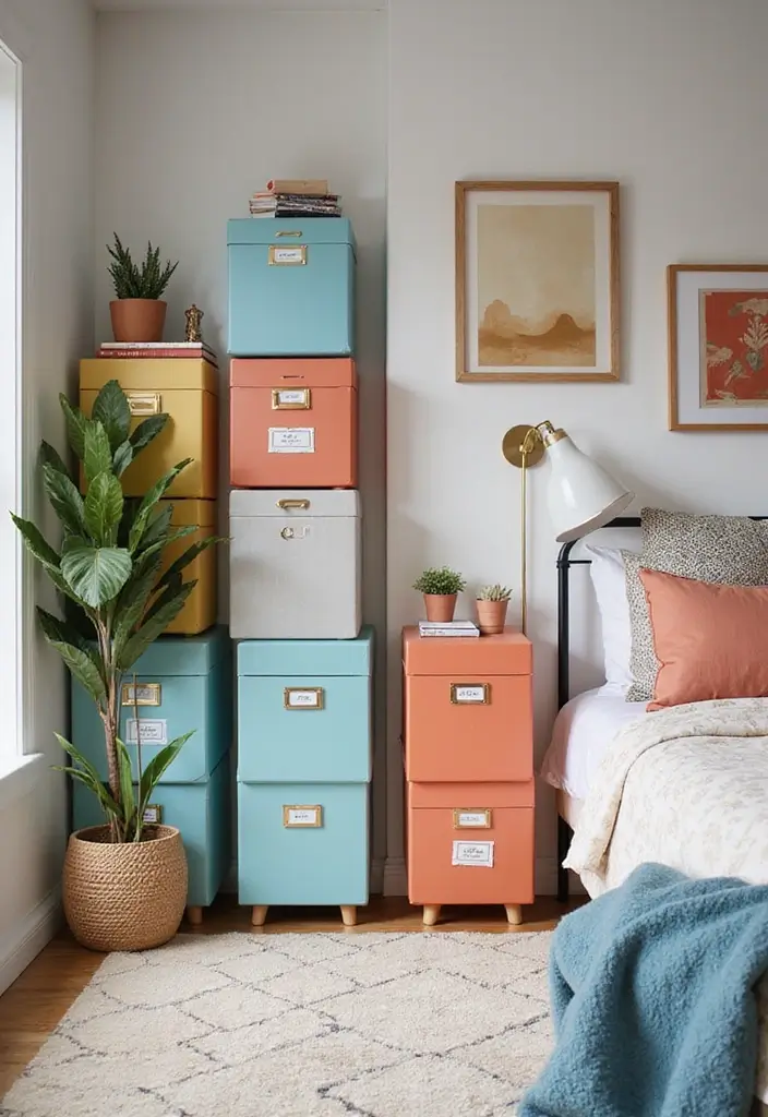 25+ Dorm Room Storage Ideas for College Students on a Budget - 12. Personalized Storage Boxes
