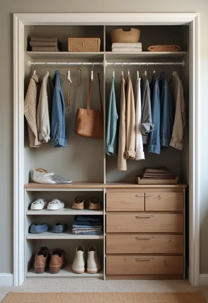 25+ Dorm Room Storage Ideas for College Students on a Budget - 7. Closet Shelves and Dividers