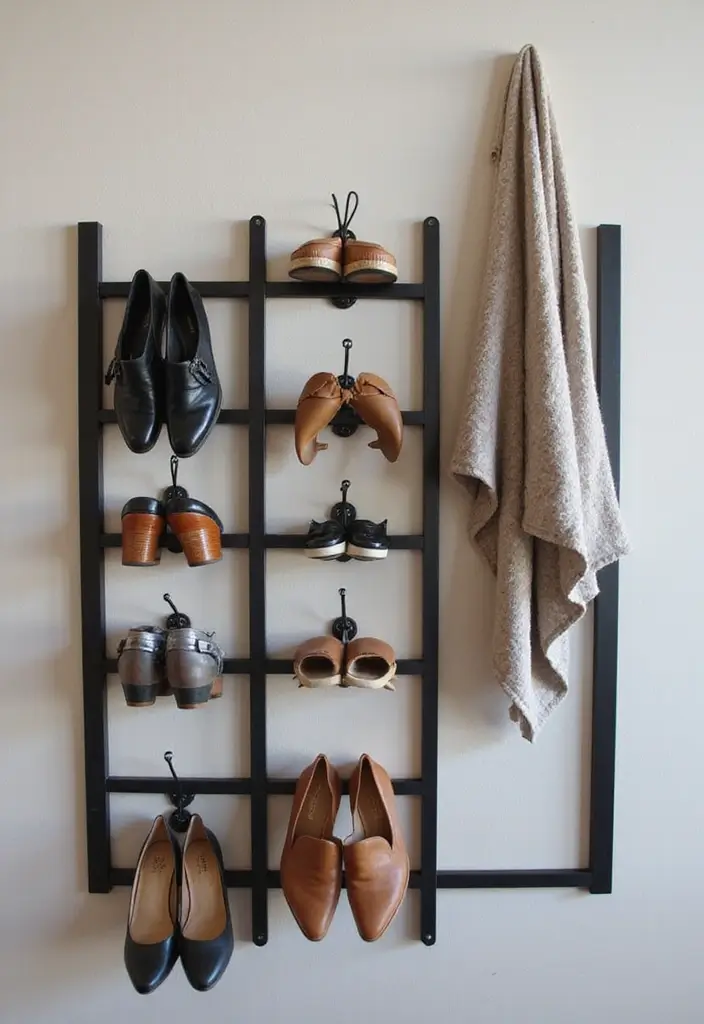 25+ Entryway Shoe Storage Ideas to Keep Things Tidy - 1. Vertical Wall-Mounted Racks