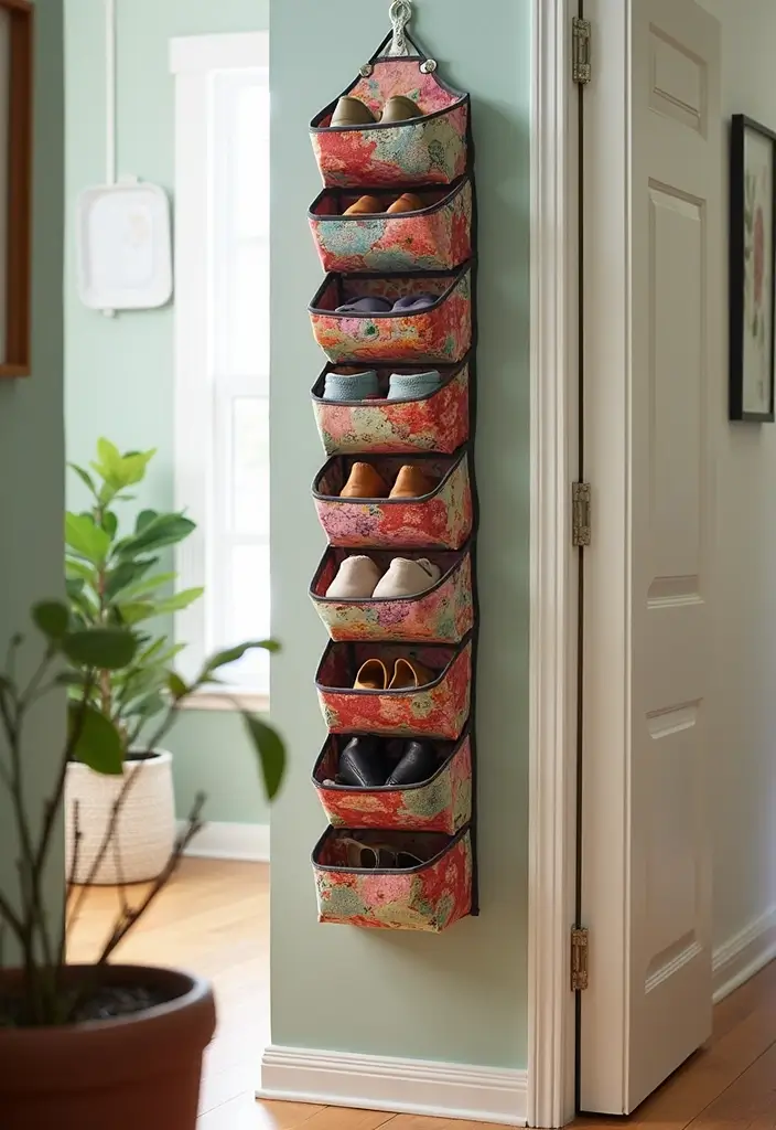 25+ Entryway Shoe Storage Ideas to Keep Things Tidy - 12. Fabric Shoe Organizers