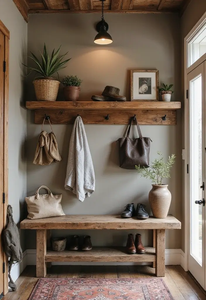 25+ Entryway Shoe Storage Ideas to Keep Things Tidy - 25. Reclaimed Wood Shelves