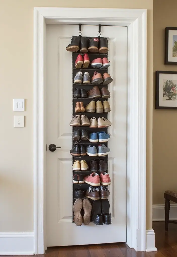 25+ Entryway Shoe Storage Ideas to Keep Things Tidy - 7. Over-the-Door Shoe Rack