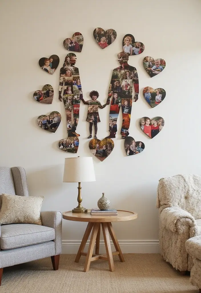 25+ Family Picture Wall Ideas That Tell Your Story - 14. Family Silhouettes and Photos