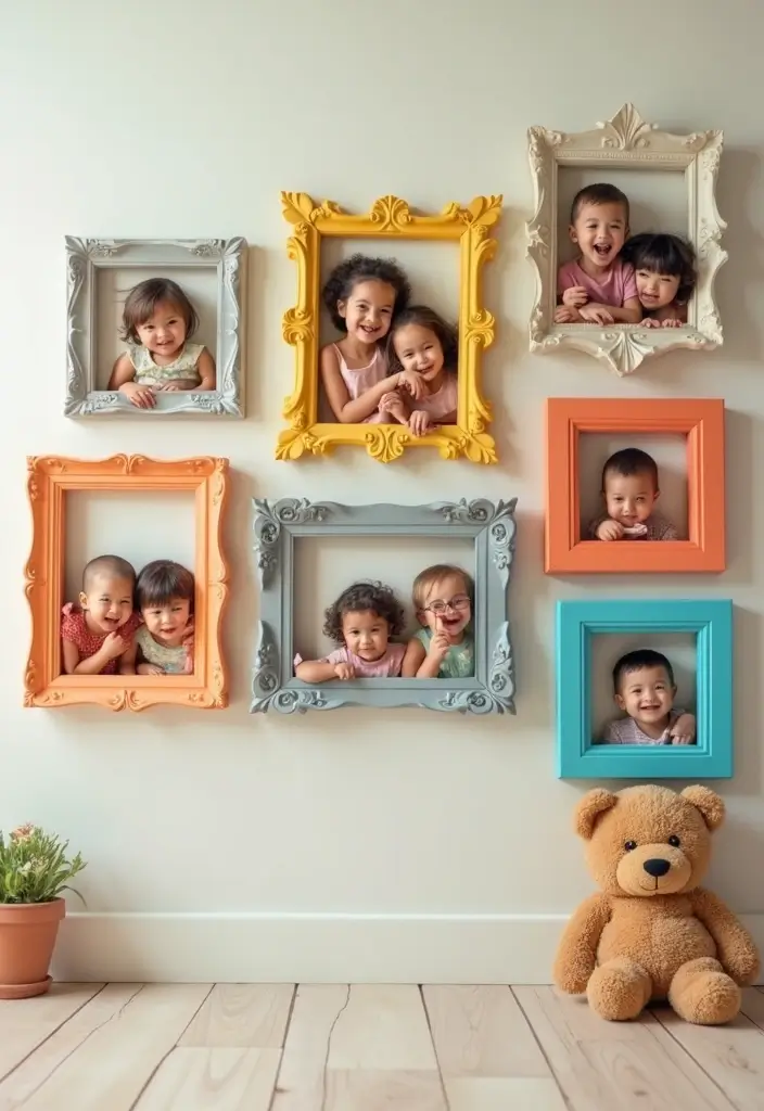 25+ Family Picture Wall Ideas That Tell Your Story - 15. Colorful Popup Frames