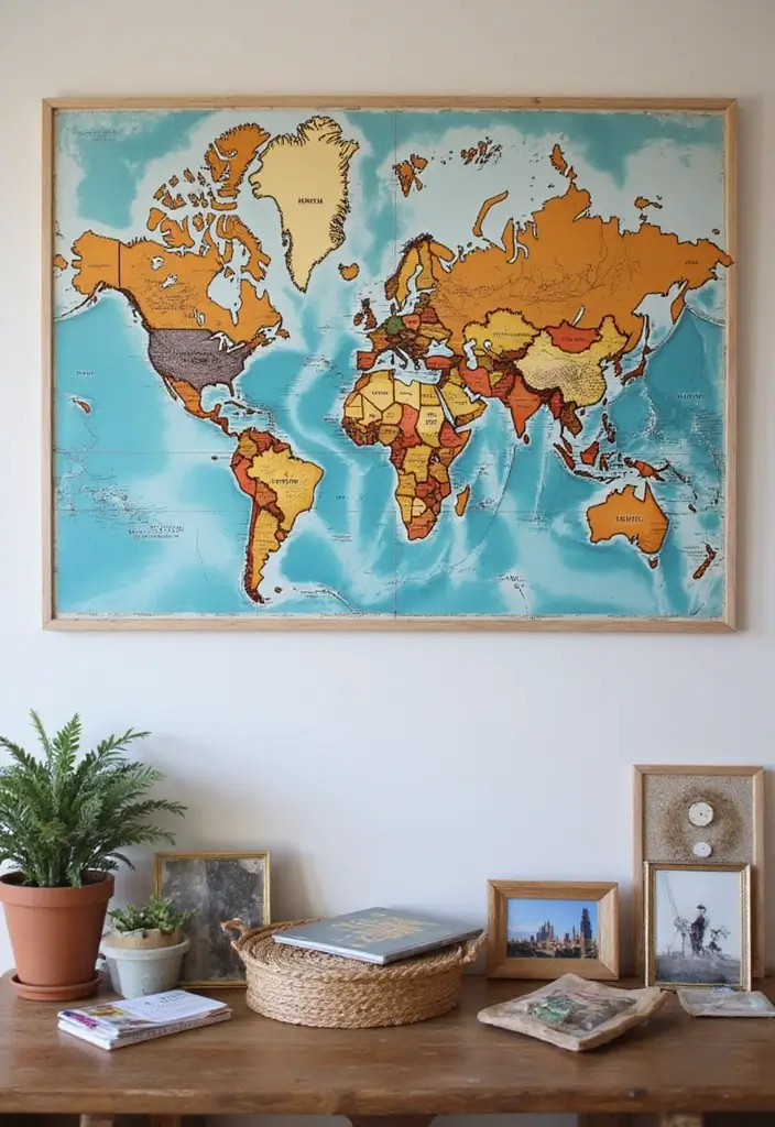 25+ Family Picture Wall Ideas That Tell Your Story - 20. Travel Photo Wall