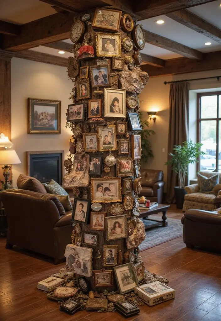 25+ Family Picture Wall Ideas That Tell Your Story - 21. Family Pillar of Memories