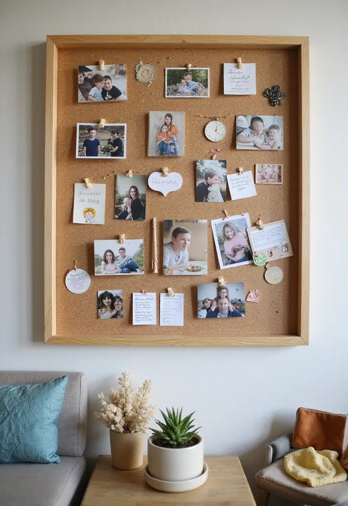 25+ Family Picture Wall Ideas That Tell Your Story - 23. DIY Family Memory Board