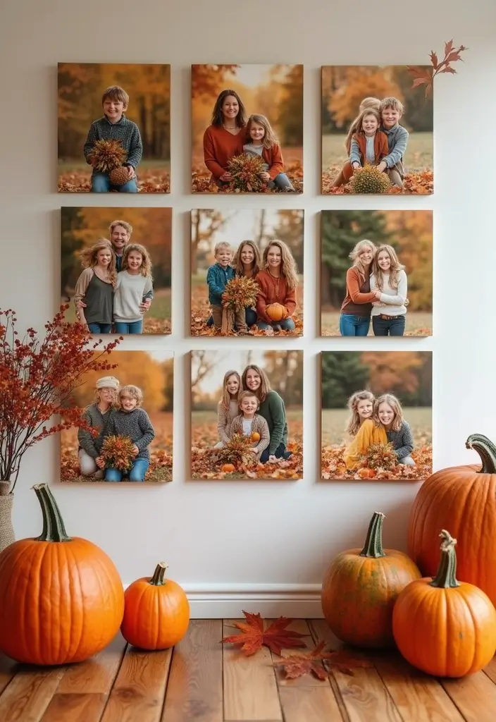 25+ Family Picture Wall Ideas That Tell Your Story - 9. Seasonal Family Photo Wall