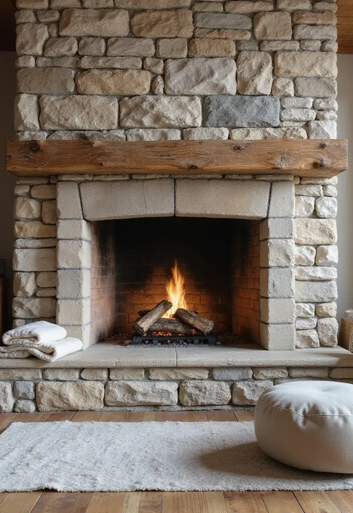 25+ Fireplace Wall Ideas to Create a Warm Focal Point - 11. Layered Textures