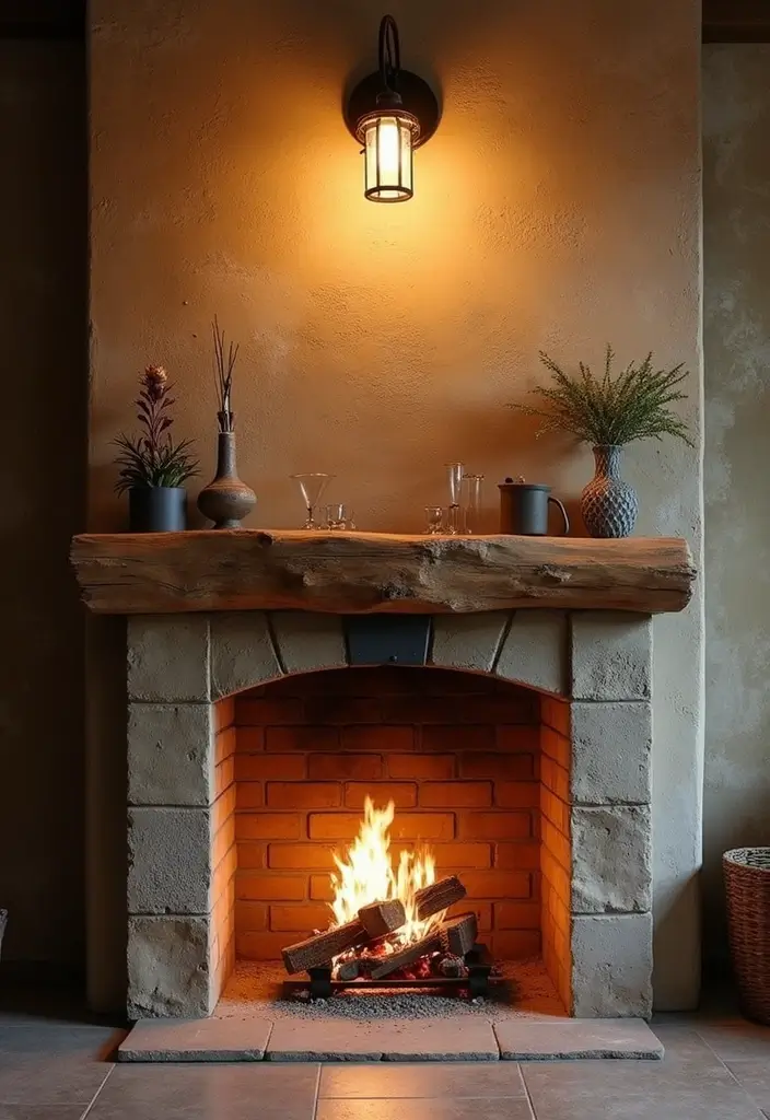 25+ Fireplace Wall Ideas to Create a Warm Focal Point - 12. Rustic Lighting Fixtures