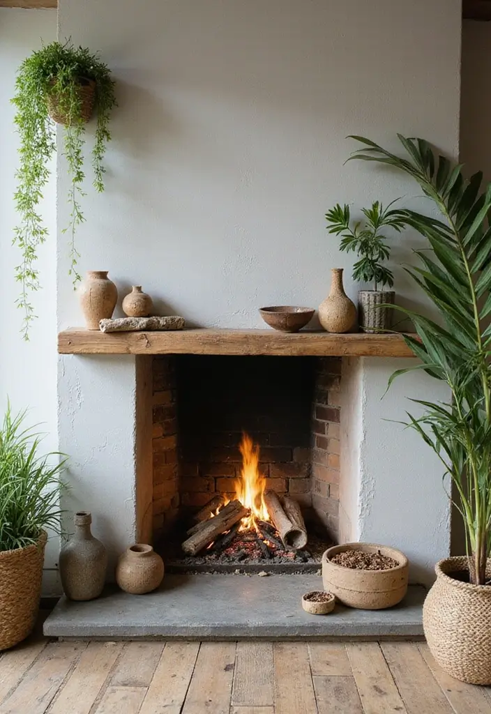 25+ Fireplace Wall Ideas to Create a Warm Focal Point - 13. Natural Elements