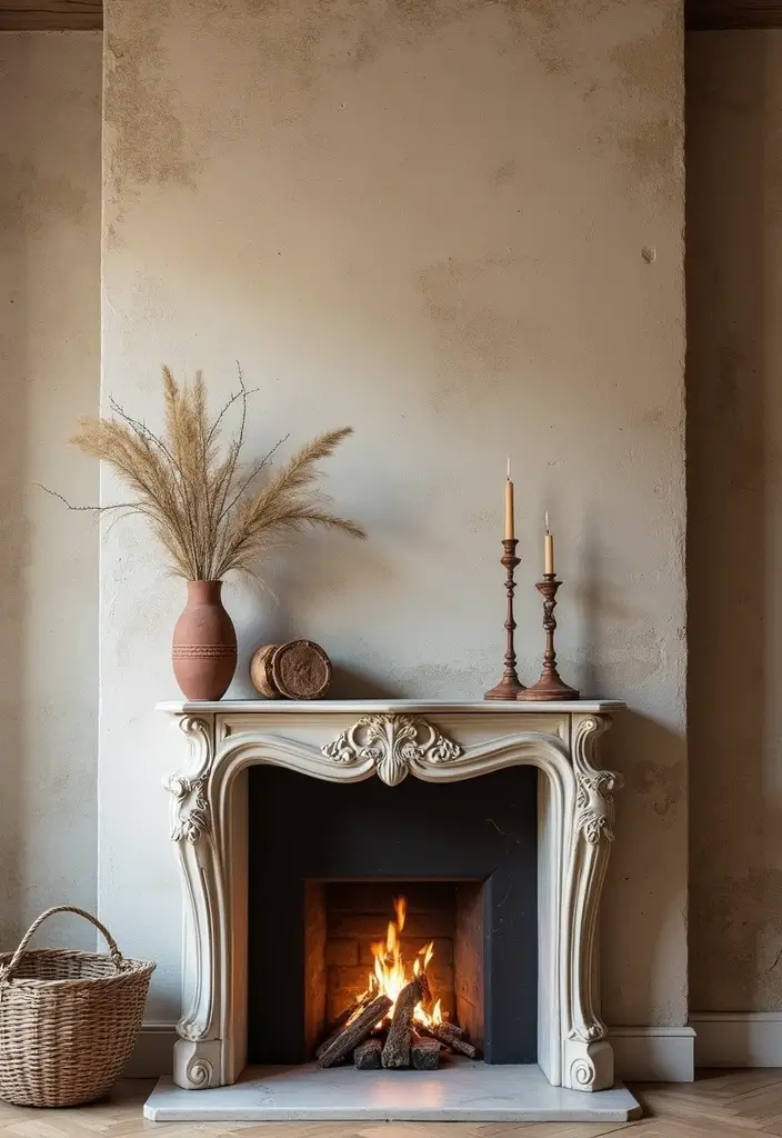 25+ Fireplace Wall Ideas to Create a Warm Focal Point - 14. Textured Wallpaper