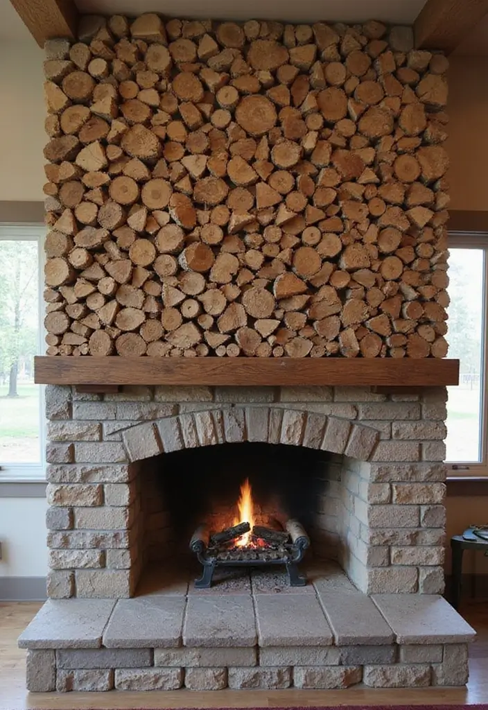 25+ Fireplace Wall Ideas to Create a Warm Focal Point - 19. Firewood Display