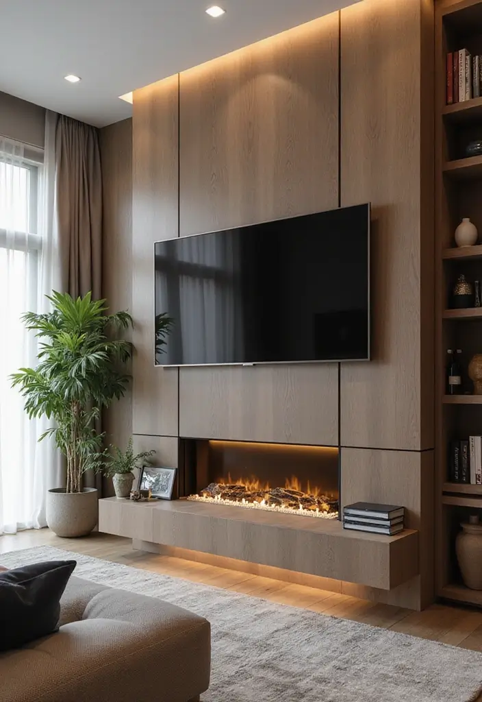 25+ Fireplace Wall Ideas with TV for a Cozy Modern Look - 10. Wall Paneling with Fireplace and TV