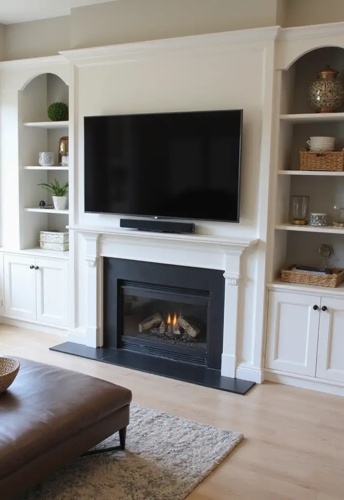 25+ Fireplace Wall Ideas with TV for a Cozy Modern Look - 12. Custom Built-In Fireplace and TV Unit
