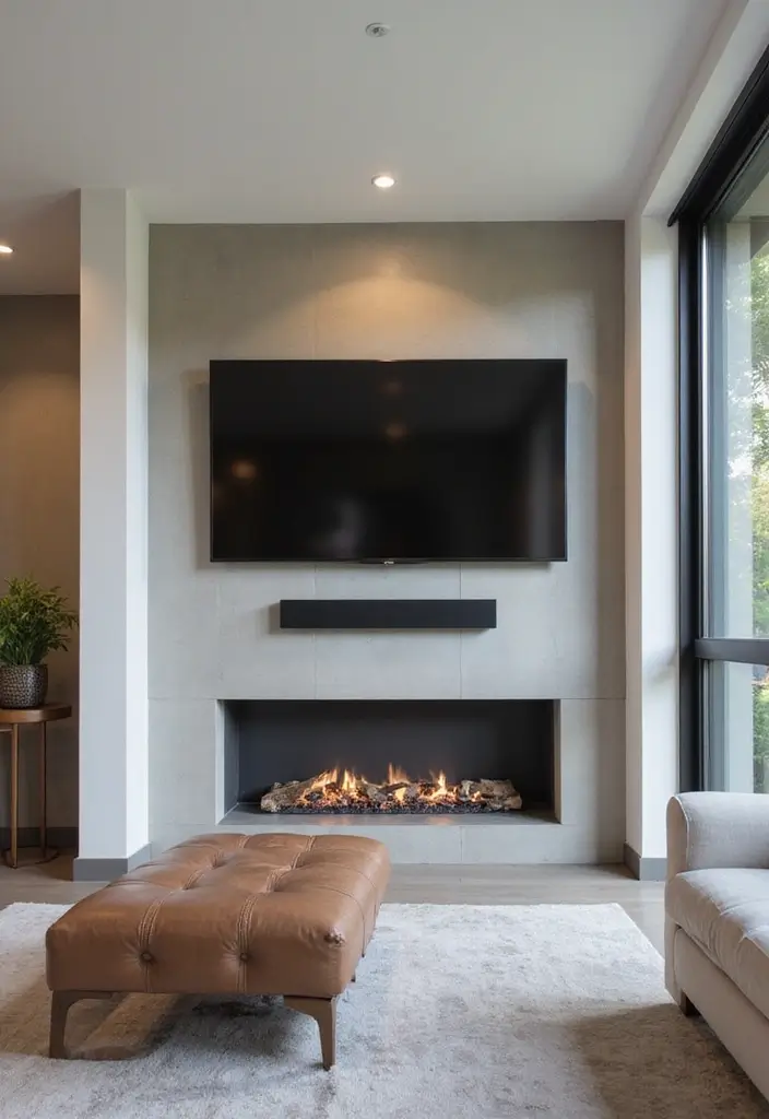 25+ Fireplace Wall Ideas with TV for a Cozy Modern Look - 16. Recessed Fireplace and TV Wall
