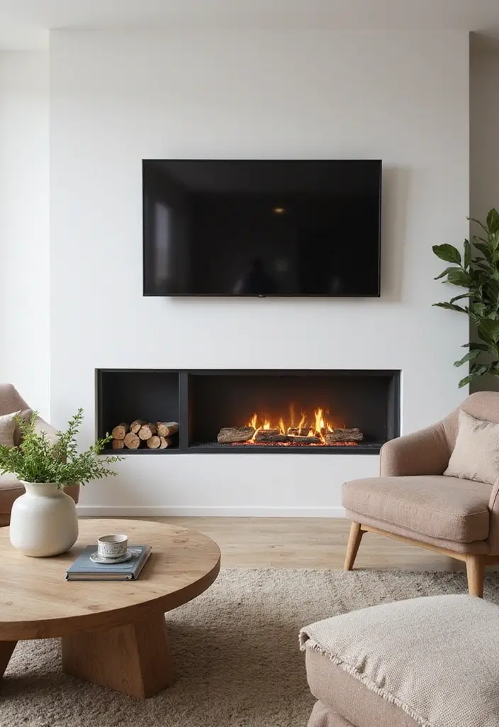 25+ Fireplace Wall Ideas with TV for a Cozy Modern Look - 21. Scandinavian Inspired Fireplace Design