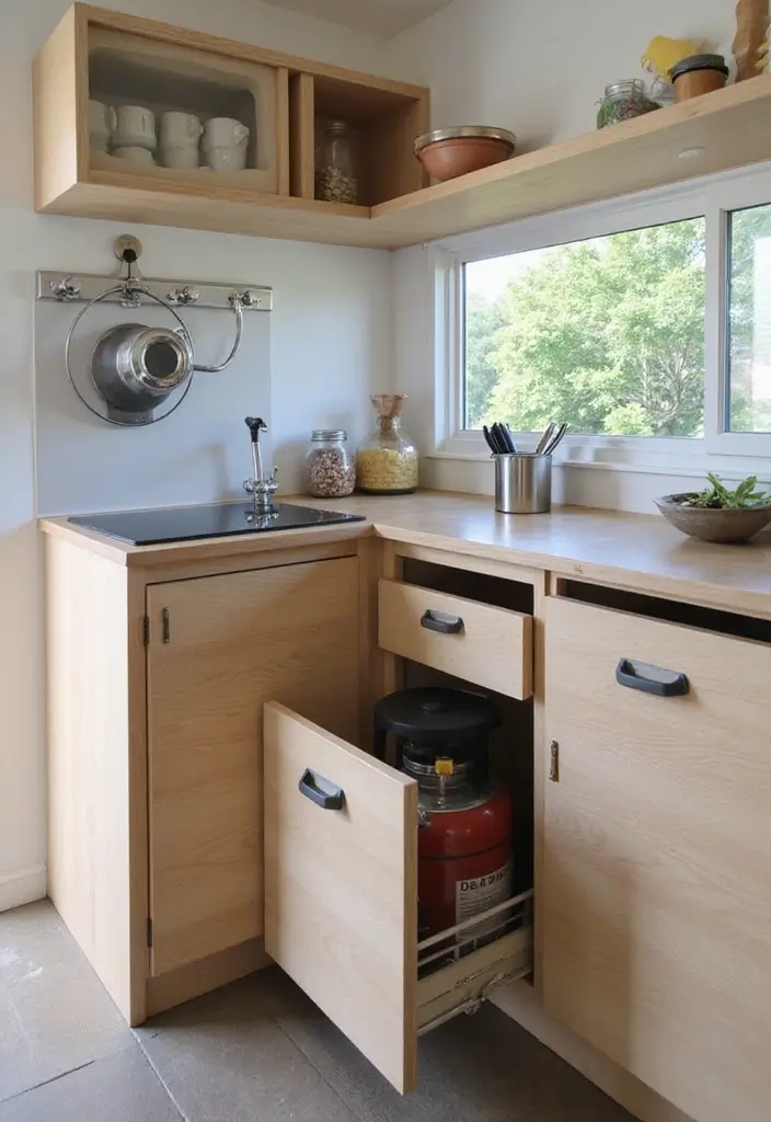 25+ Gas Cylinder Storage Ideas for a Safe and Neat Kitchen - 11. Folding Storage Solutions