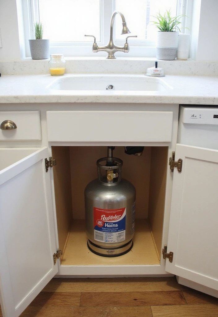 25+ Gas Cylinder Storage Ideas for a Safe and Neat Kitchen - 17. Under-Sink Solutions
