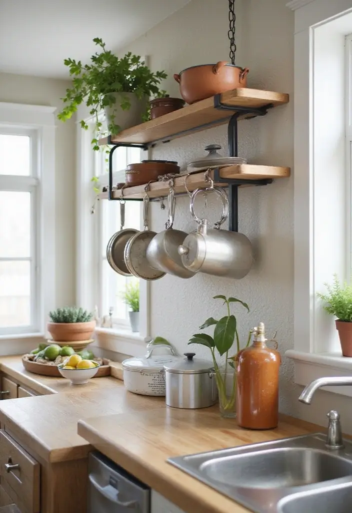 25+ Gas Cylinder Storage Ideas for a Safe and Neat Kitchen - 18. Pot Rack Storage