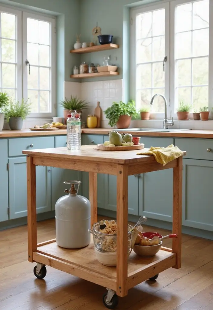 25+ Gas Cylinder Storage Ideas for a Safe and Neat Kitchen - 19. Foldable Kitchen Carts