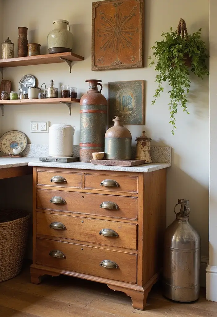 25+ Gas Cylinder Storage Ideas for a Safe and Neat Kitchen - 20. Vintage Dressers