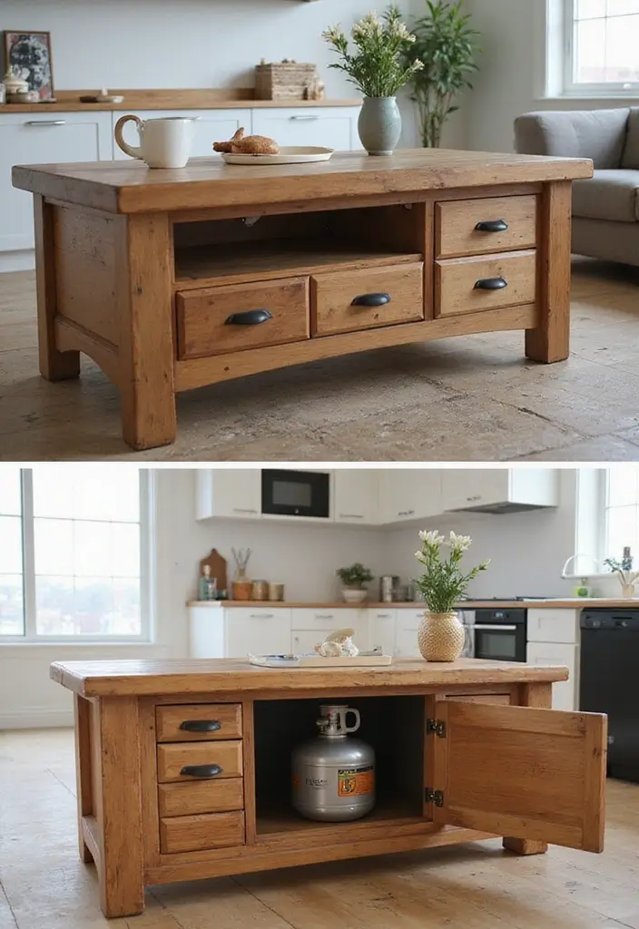 25+ Gas Cylinder Storage Ideas for a Safe and Neat Kitchen - 25. DIY Hidden Compartment