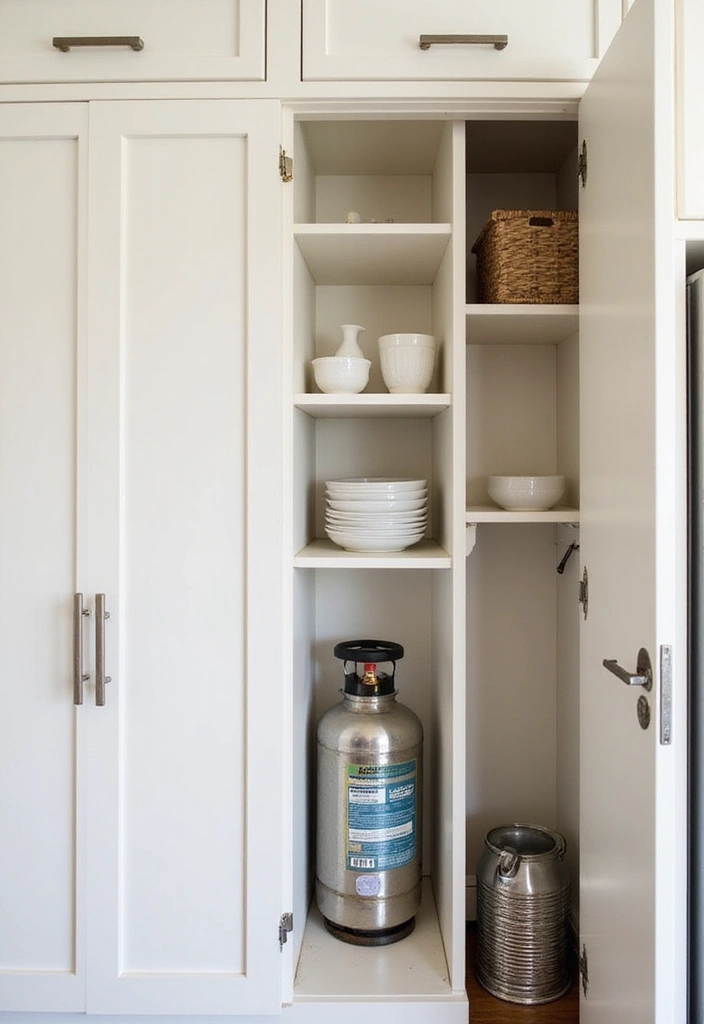 25+ Gas Cylinder Storage Ideas for a Safe and Neat Kitchen - 4. Customized Closet Space