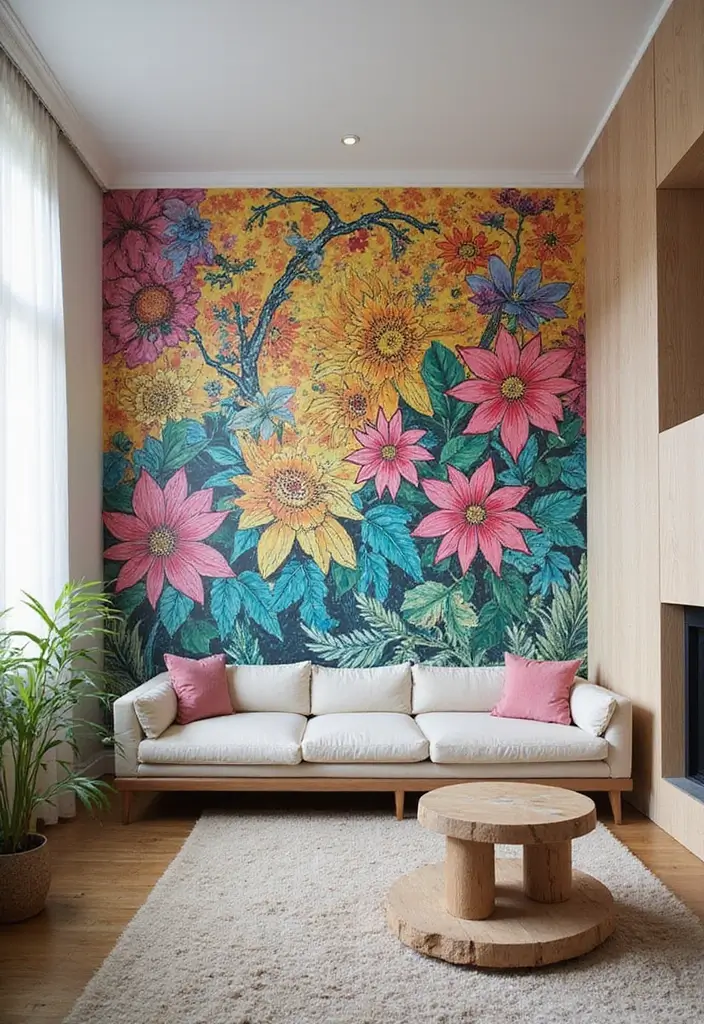 25+ Half Wall Ideas That Define Spaces Beautifully - 15. Artistic Half Walls with Mural