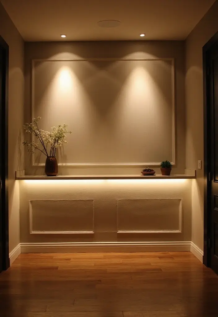 25+ Half Wall Ideas That Define Spaces Beautifully - 9. Half Walls with Integrated Lighting