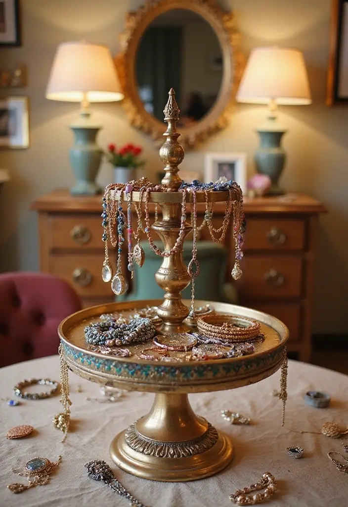 25 Jewelry Storage Ideas That Are Pretty and Practical 10. Tiered Cake Stands