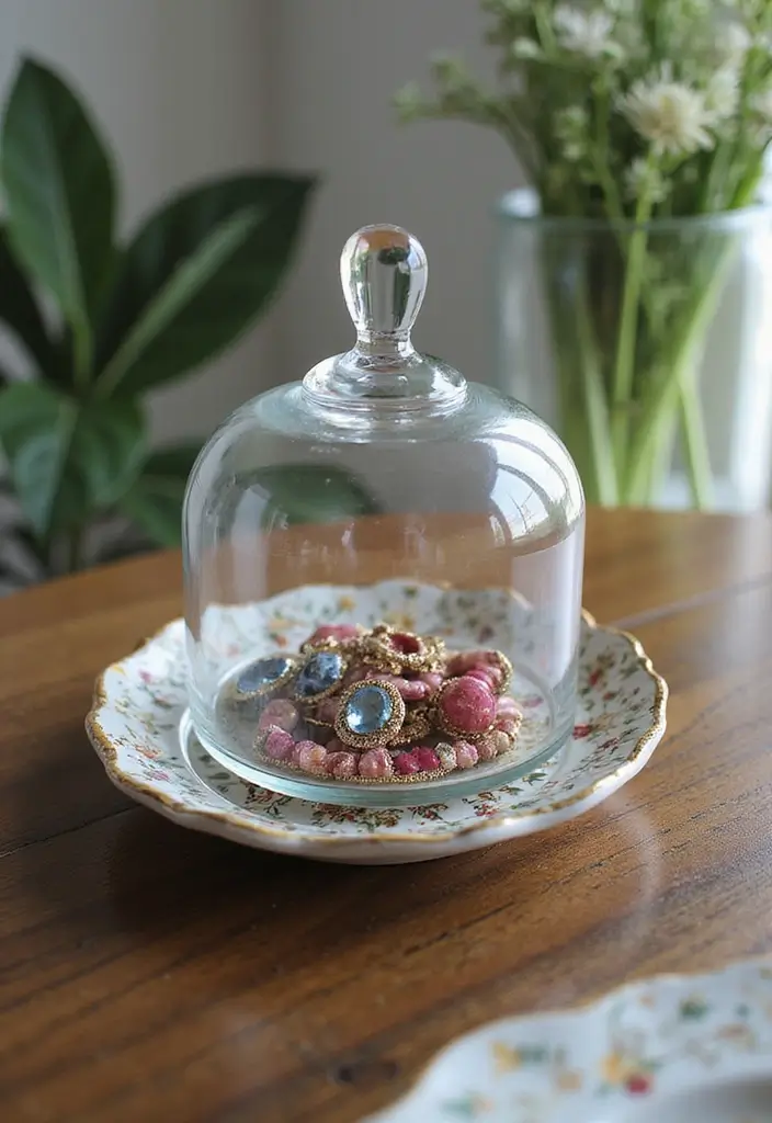 25 Jewelry Storage Ideas That Are Pretty and Practical 11. Glass Cloche Displays