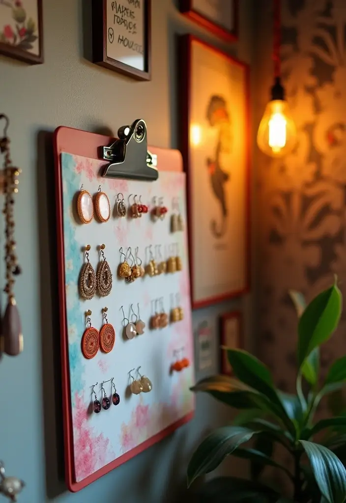 25 Jewelry Storage Ideas That Are Pretty and Practical 16. Clipboards for Earrings