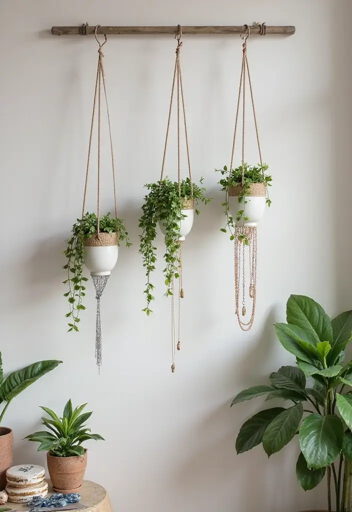25 Jewelry Storage Ideas That Are Pretty and Practical 25. Chic Hanging Planters for Necklaces