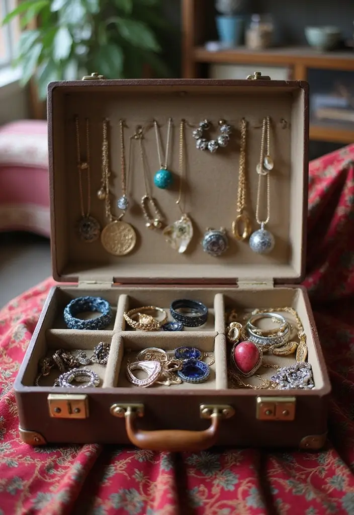 25 Jewelry Storage Ideas That Are Pretty and Practical 6. Vintage Suitcases