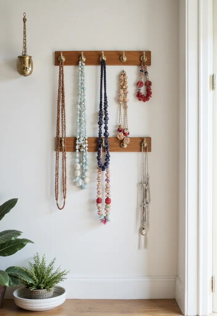 25 Jewelry Storage Ideas That Are Pretty and Practical 9. Wall Mounted Hooks