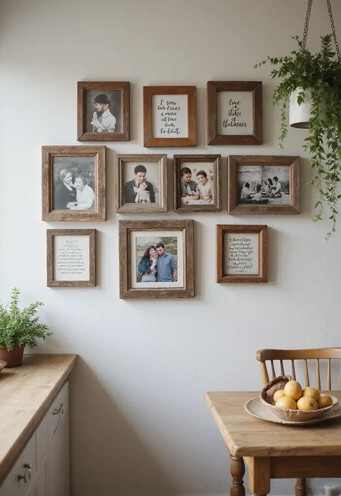 25+ Kitchen Accent Wall Ideas That Add Instant Charm 76 25+ Kitchen Accent Wall Ideas That Add Instant Charm - 14. Rustic Frame Collage