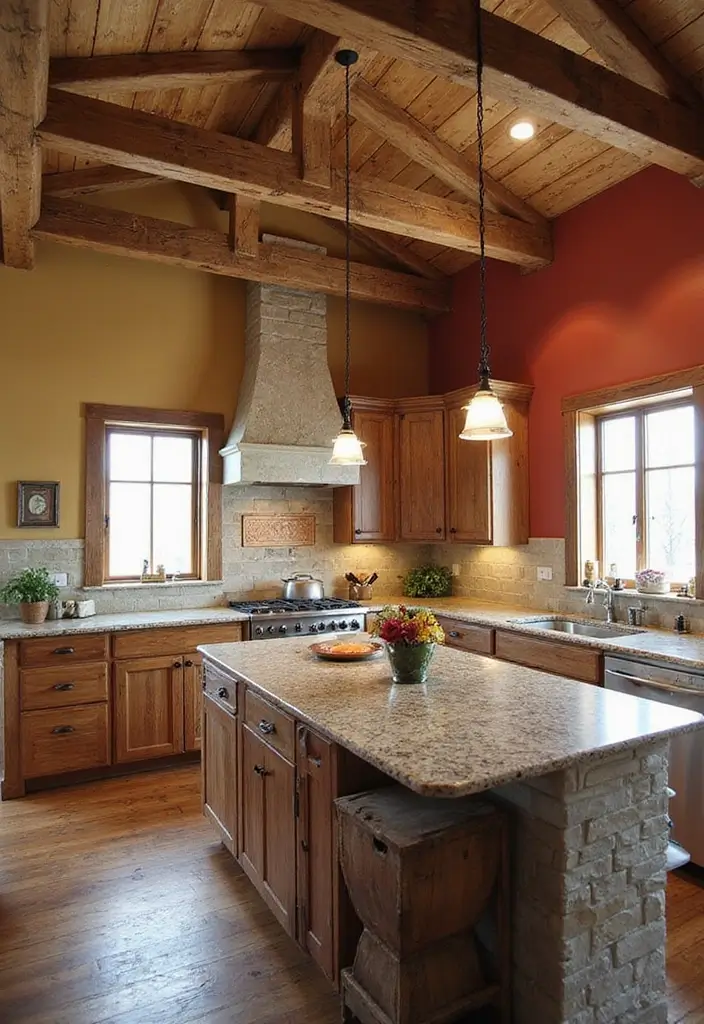 25+ Kitchen Accent Wall Ideas That Add Instant Charm 129 25+ Kitchen Accent Wall Ideas That Add Instant Charm - 23. Rustic Ceiling Accents