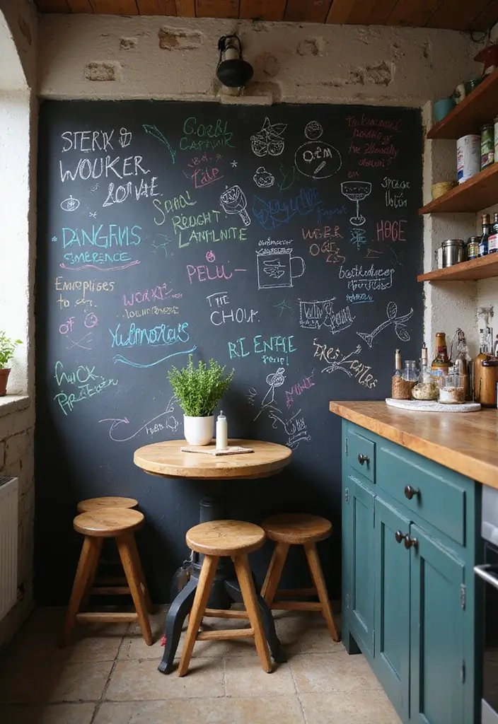 25+ Kitchen Accent Wall Ideas That Add Instant Charm 32 25+ Kitchen Accent Wall Ideas That Add Instant Charm - 6. Chalkboard Walls