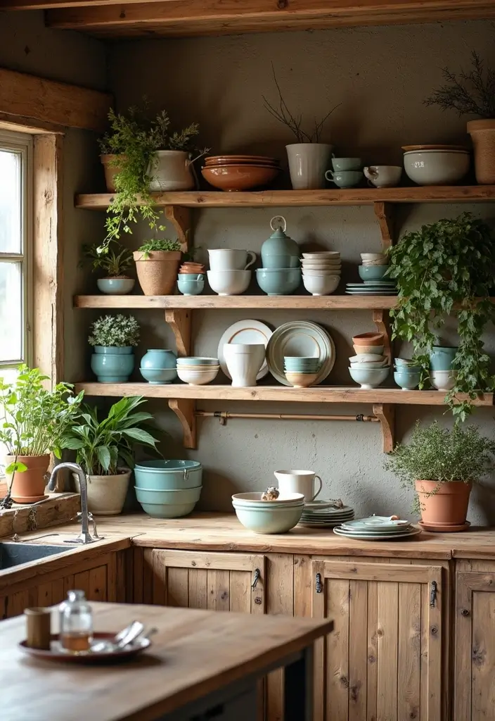 25+ Kitchen Accent Wall Ideas That Add Instant Charm 44 25+ Kitchen Accent Wall Ideas That Add Instant Charm - 8. Rustic Open Shelving