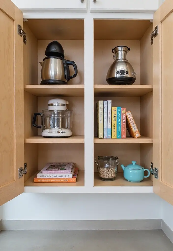 25+ Kitchen Cabinet Storage Ideas for a Functional Makeover - 11. Tiered Shelving Units
