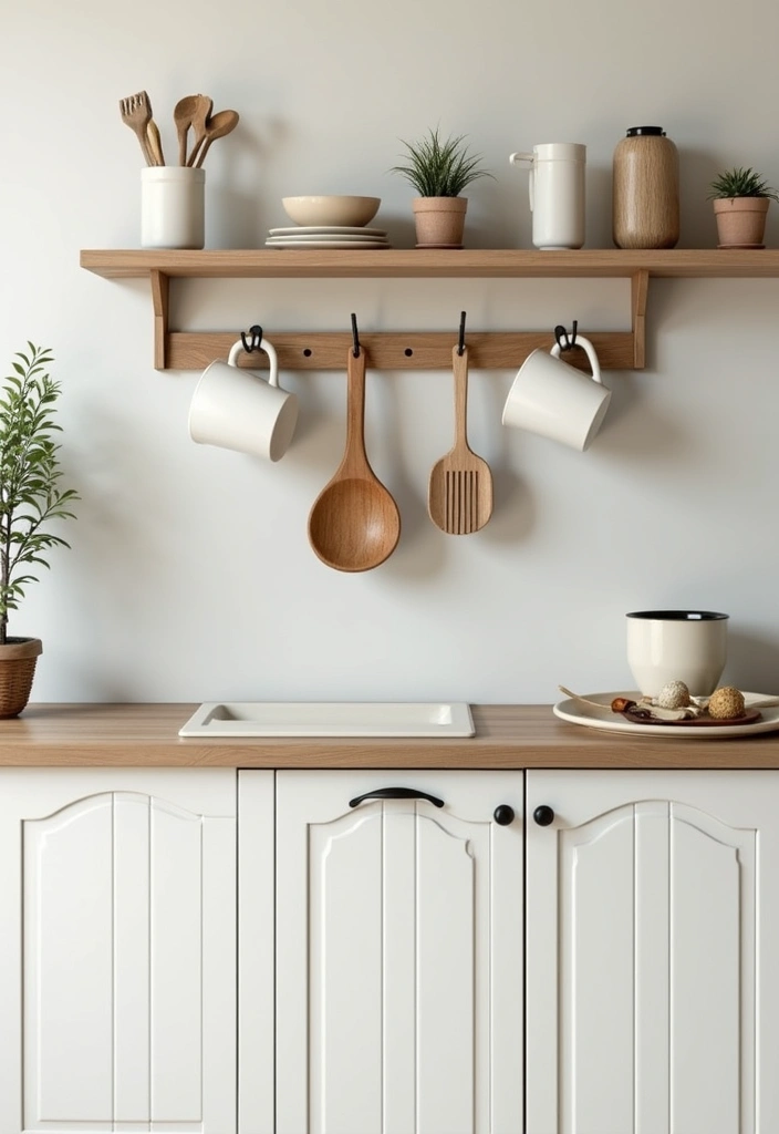 25+ Kitchen Cabinet Storage Ideas for a Functional Makeover - 19. Use Hooks for Mugs and Tools